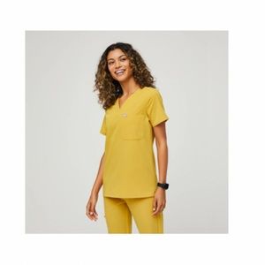 Figs- XS Catarina Light Gold / Yellow scrub top